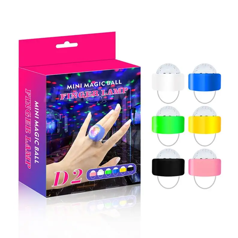 Nouveau design à la mode Mini RGB doigt lumière LED boule magique lampe de poche populaire pour la fête DJ jouet anneaux Portable à l'extérieur