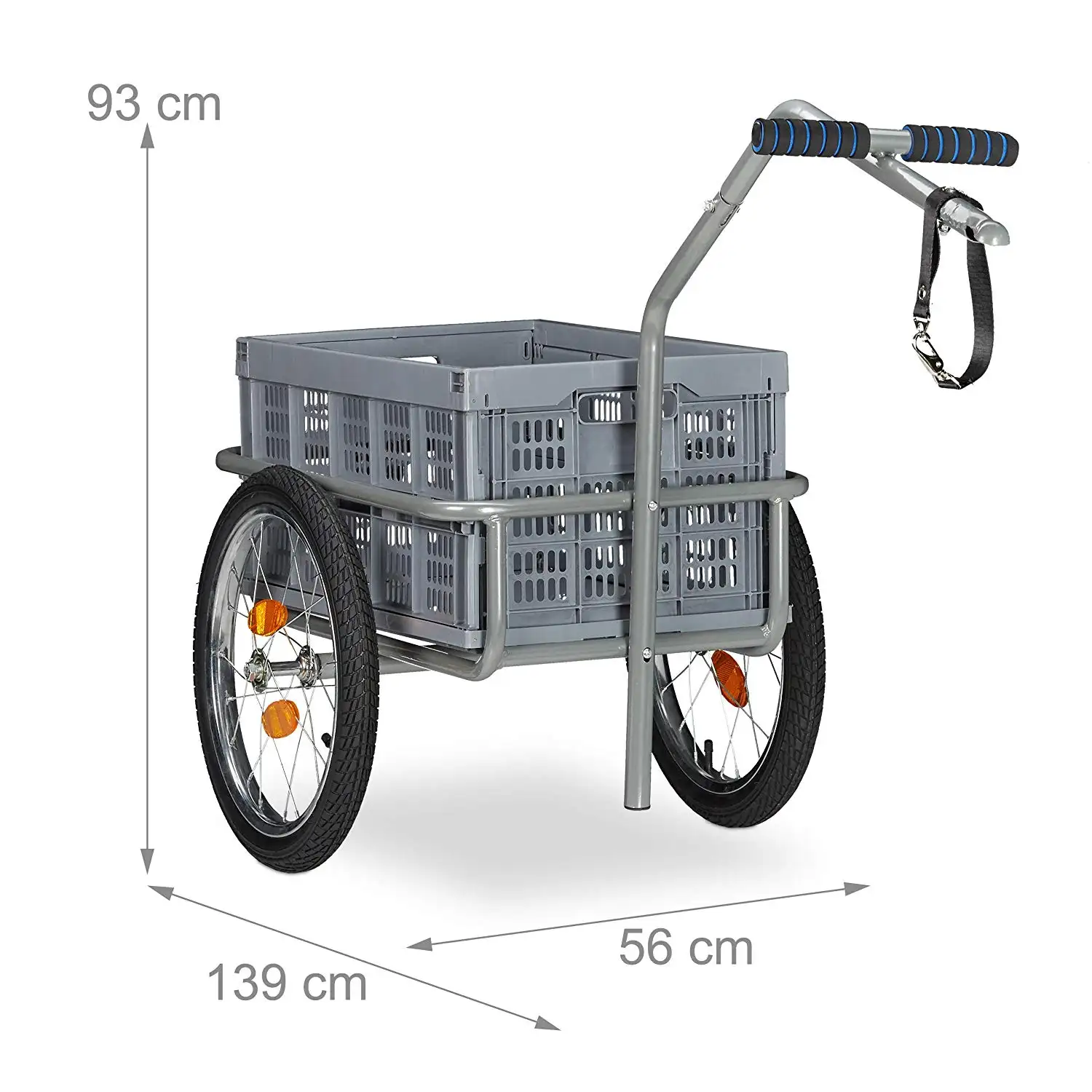 Pieghevole Rimorchio Bici Cargo Crate & Mano Carro Pieghevole Box di Trasporto con la Sfera di Accoppiamento