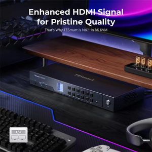 TESmart HDMI + DP KVM交换机显示端口双显示器4端口8K 60HZ带动态HDR EDID游戏坞站 - Product Image 4