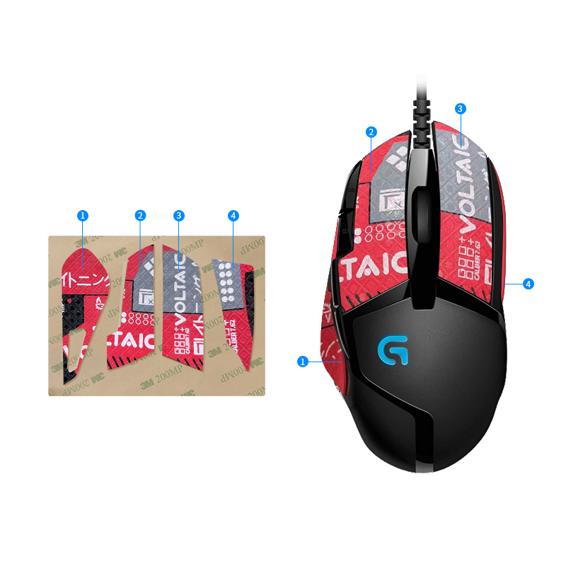 1pcs demi-pack souris autocollant-rouge