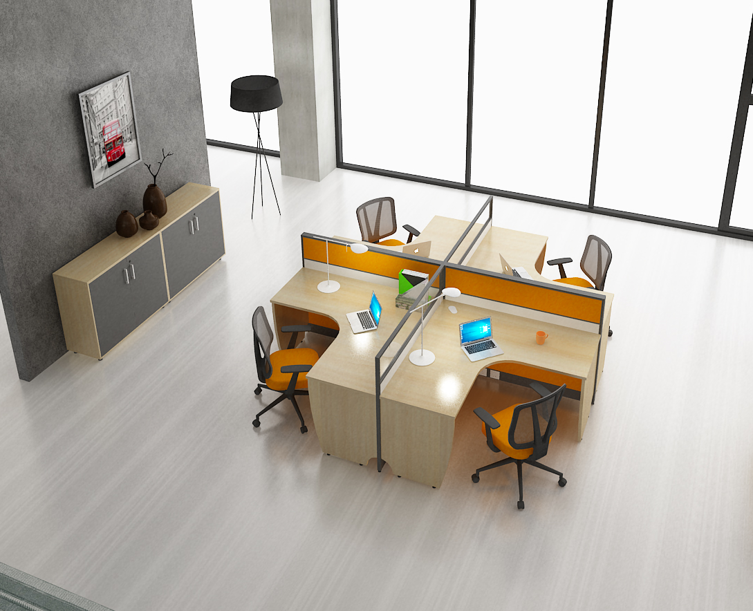 Orange office workstations