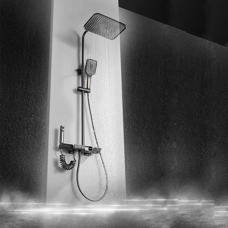 LED-Anzeige Messing Wand montage Badezimmer Dusch system Set Cold Hot Shower System Mixer