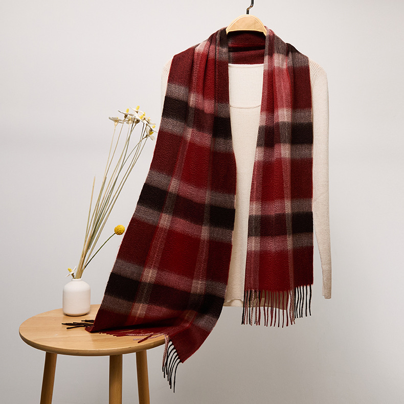 114 embroidered red coffee plaid