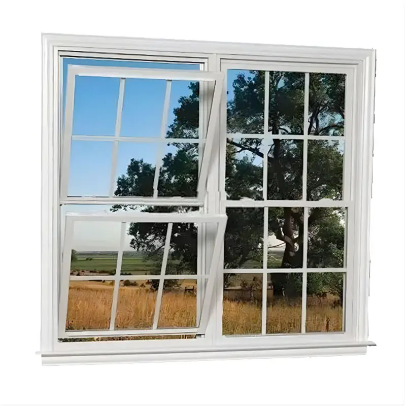 Ekran ile çift bölmeli pencere güvenlik mandalı pencere çift bölmeli pencere sürme pencereler vinil çift üst sürme pencereler