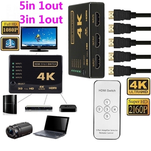 4K 3 5端口HDMI开关5进1出集线器3x1 5X1 HDMI切换器，带红外遥控分路器盒，用于Xbox DVD高清电视电脑笔记本电脑电视 - Product Image 2