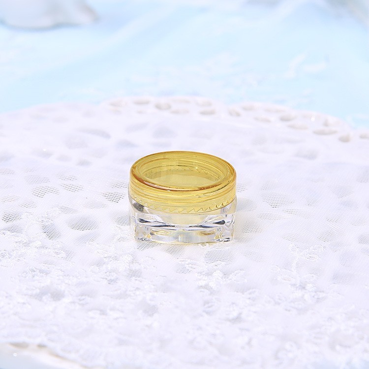 Pot carré transparent + bouchon à vis jaune