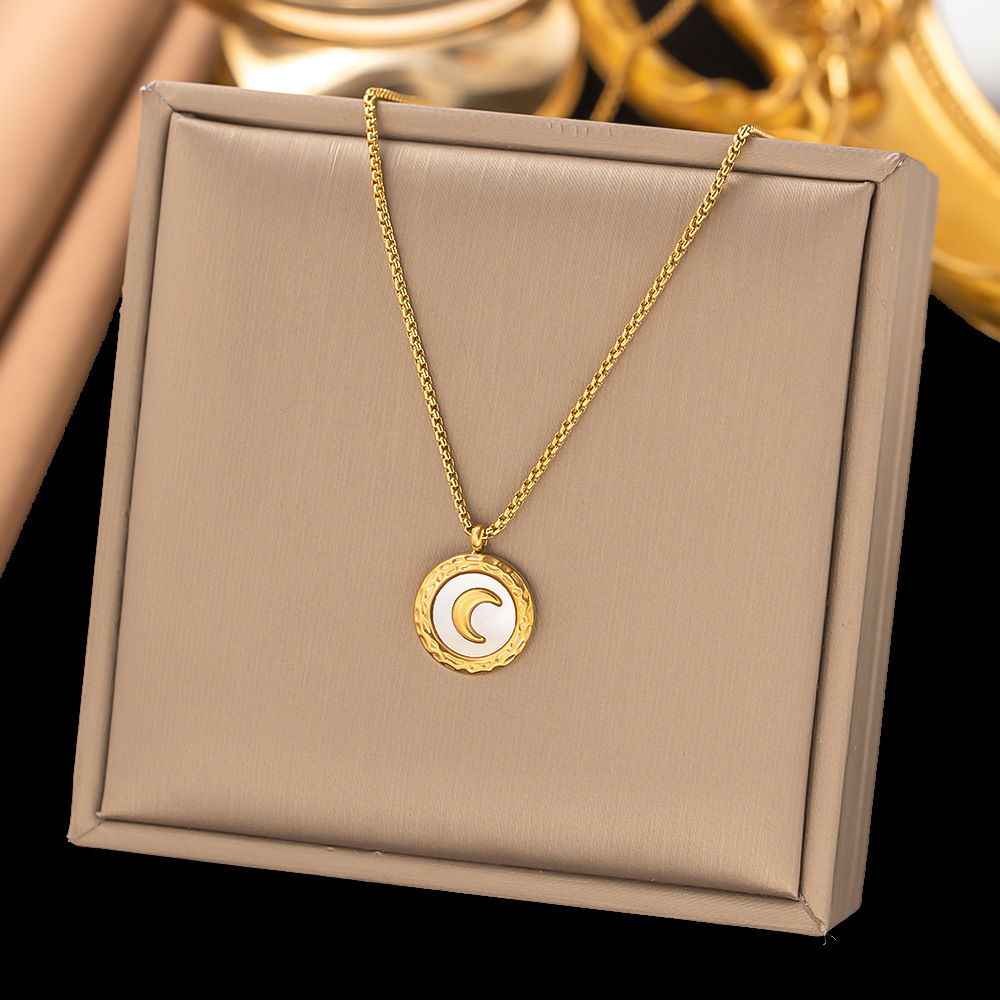 7-ah109 collier de lune bei blanc or
