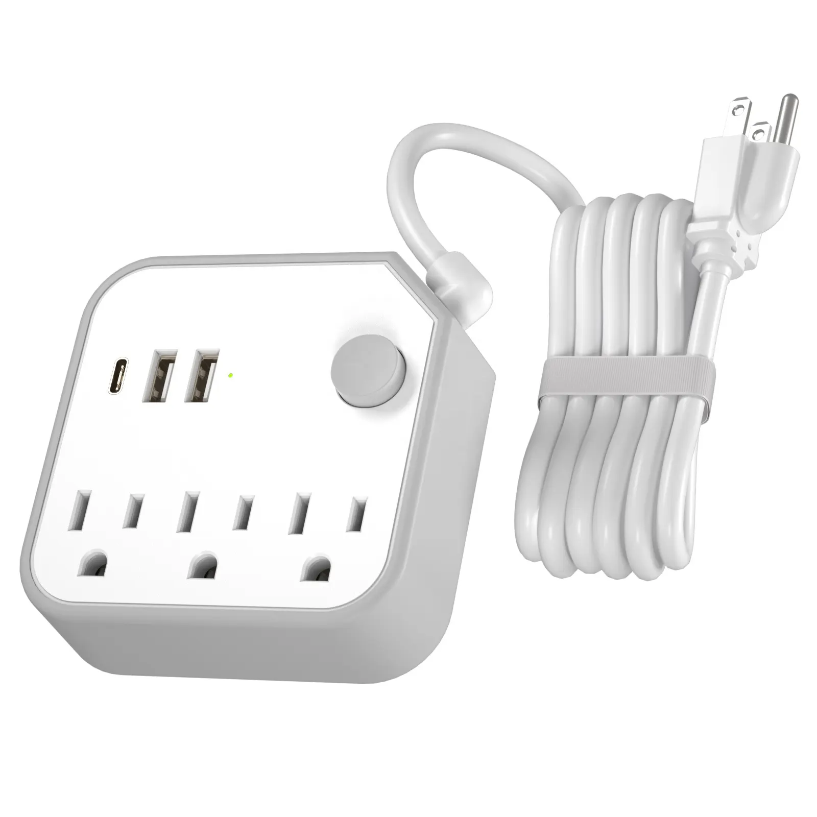 Regleta de protección contra sobretensiones, cable de extensión, toma de corriente, placa de extensión con puerto USB