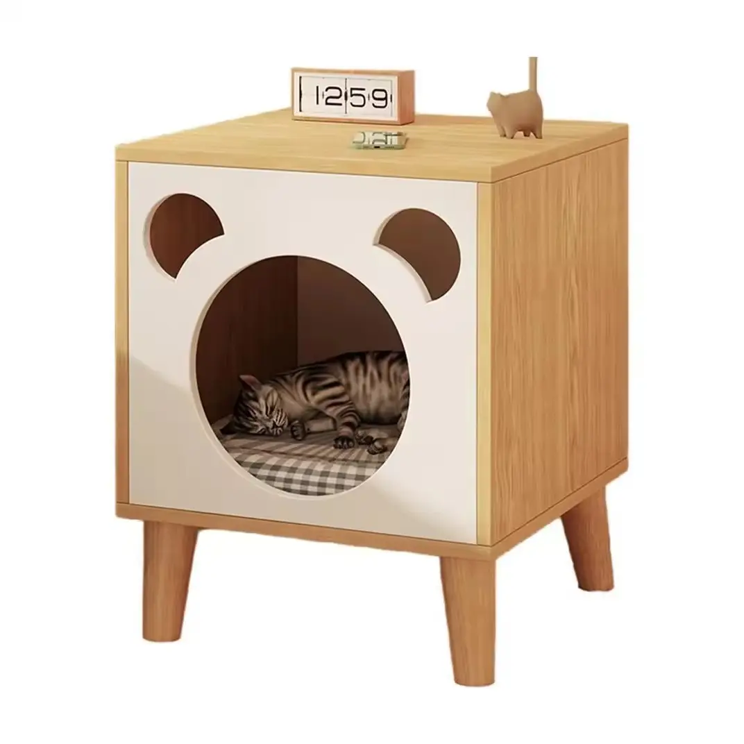 Armadietto uniperino semplice piccolo comodino Villa armadietto per gatti nido di legno gabbia per gatti letto in legno casetta per gatti