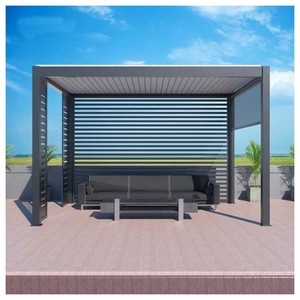 Outdoor Garden Pergolas Aluminum and <strong>PVC</strong> Pergola, Gazebo and <strong>Arbors</strong> Motorized Automatize Bioclimatic Solar Pergola Roof - Product Image 2