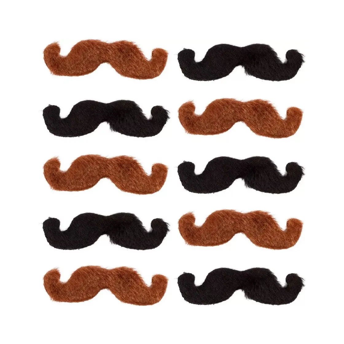 Bigode autoadesivo exclusivo para festas com tema Cowboy Ocidental e dez estilos de bigodes pretos e marrom