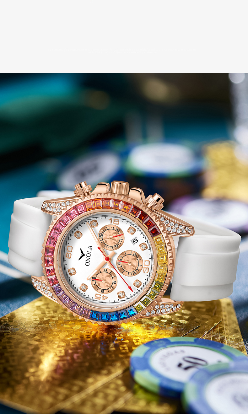 Orologio da uomo con luce notturna con diamante arcobaleno di moda più  venduto orologio ONOLA Business impermeabile in pelle di marca per uomo