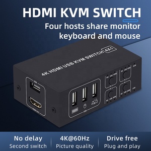 4K HDMI KVM开关4进1出4K 60Hz HDMI USB KVM切换器4x1，用于4 pc共享显示器鼠标键盘，带桌面控制器 - Product Image 2