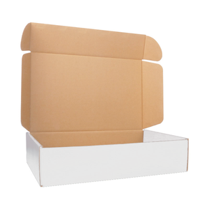 免费样品大棕色白纸板邮寄瓦楞纸箱包装盒适用于小型企业 - Product Image 5