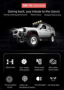 1/12 RC รถ MN78 2.4G 4WD ความเร็วสูง Off-road RC Crawler พร้อมไฟ LED 30 นาที RTR รีโมทคอนโทรลรถบรรทุก - Product Image 4