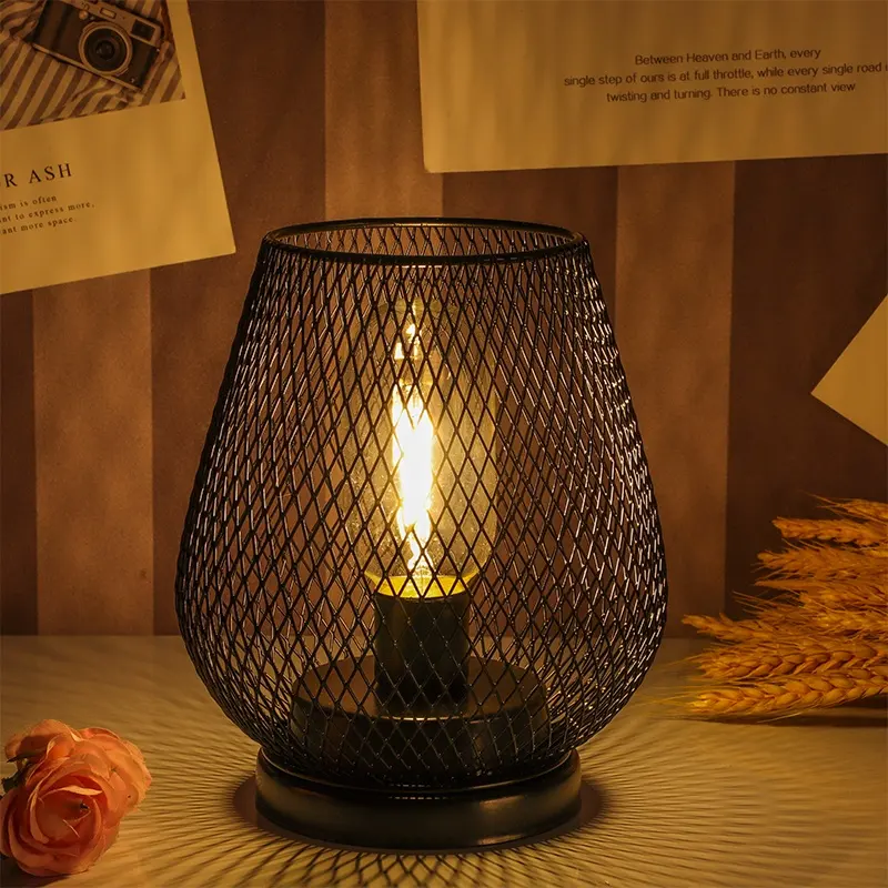 Lámpara de lectura LED retráctil de estilo europeo Vintage Lámpara de red de vidrio de tamaño medio con pantalla de Metal alimentada por batería para dormitorio