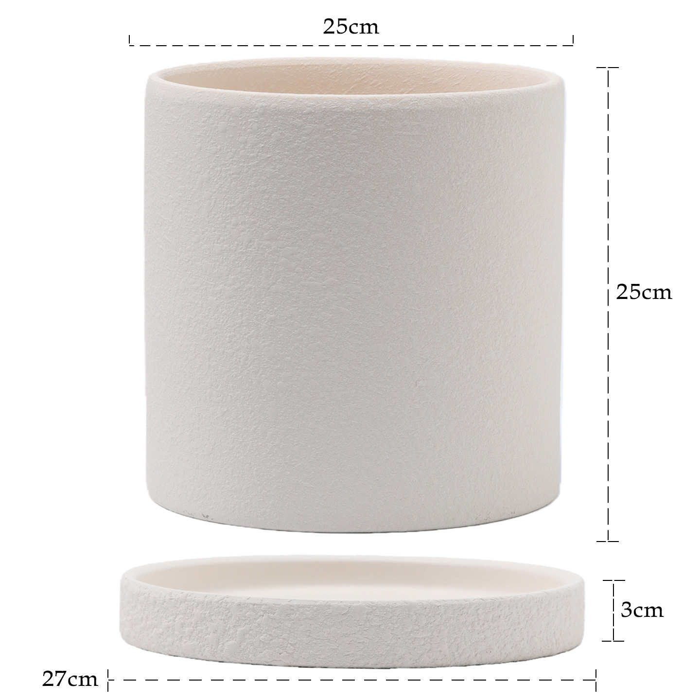 Straight-sided bisque-fired clay slip textured surface 2525 cm