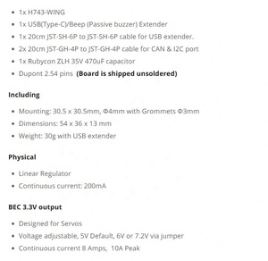 Контроллер полета Matek H743-WING V3 FC встроенный в OSD BEC Датчик тока Betaflight или Inav конфигуратор для RC FPV Дрон - Product Image 2
