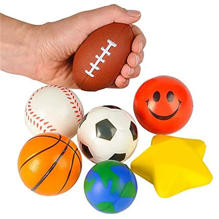 Werbeartikel individuell rundform logo gedruckt löser druck 12 pack weiches anti-stress-schaum pu stress-ball-spielzeug