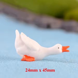 高品质3D迷你白鹅设计树脂凸圆形欧式玩具屋风格家居装饰吊坠批发雕像