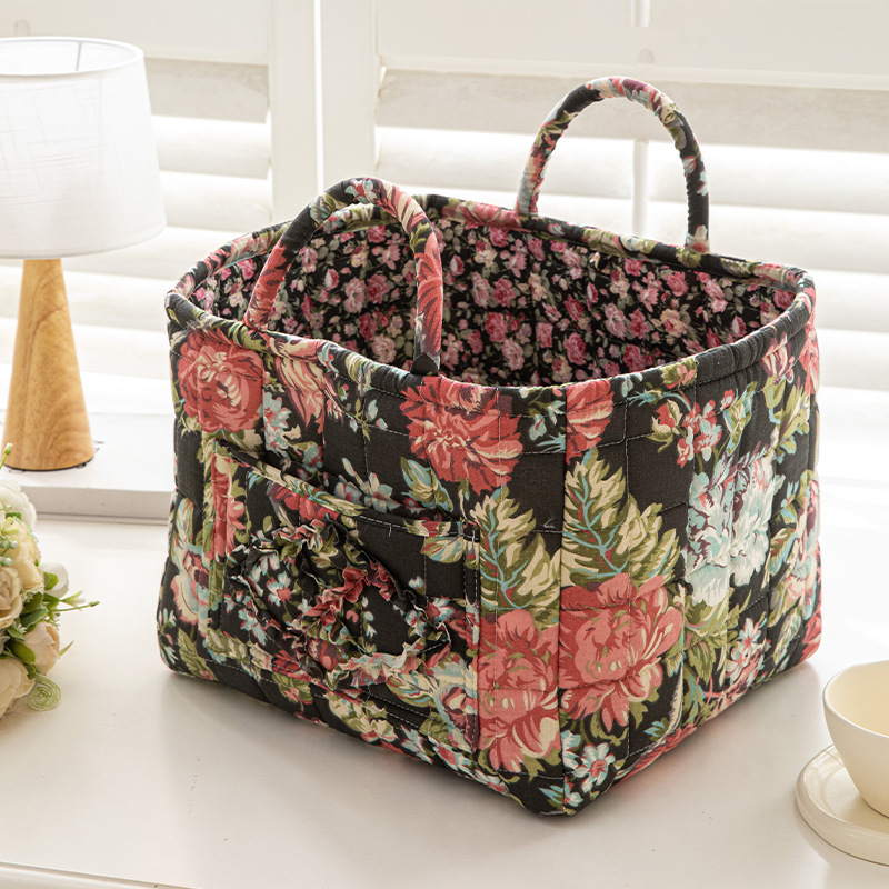 Panier fourre-tout matelassé-noir et rouge-33cm26cm27cm