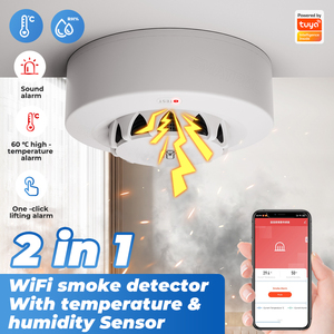 Nuevo lanzamiento Tuya Smart Life APP Control WIFI Sensor de humedad de temperatura de humo alimentado por batería AAA - Product Image 2