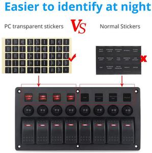8 Gang Marine Boat Rocker Switch Panel Waterproof with <strong>Circuit</strong> <strong>Breaker</strong>, 12V ON-Off Toggle Switch Panel with Red LED Indicator - Product Image 5