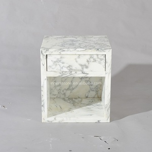 Hiện đại màu be travertine Bàn Cạnh Giường ngủ vuông đầu giường sang trọng Bắc Âu nội thất phòng ngủ - Product Image 4