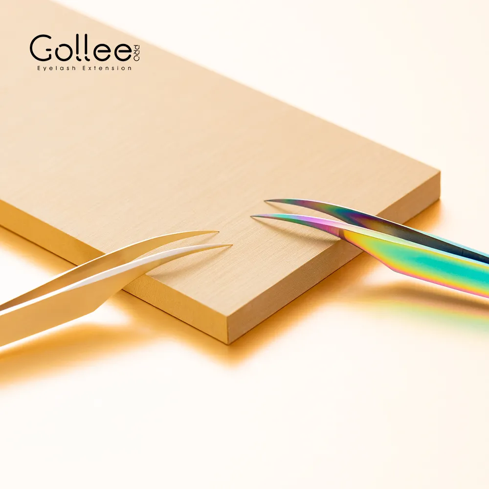 Gollee prezzo più basso personalizzato Private Label 3D pinzette per estensione ciglia pinzette per estensioni ciglia in acciaio inossidabile