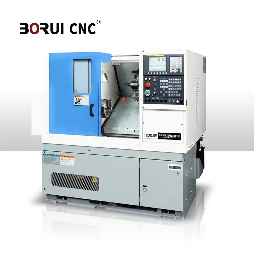 เครื่องกลึงโลหะ CNC สำหรับตัดเตียงแบบอัตโนมัติเครื่องกลึงแบบเอียงสำหรับ BR-150L Borui