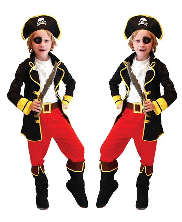 Ropa de Cosplay para bebés, venta al por mayor, conjunto de disfraces de lujo para niños de Halloween, disfraz de carrera de pirata real para niños