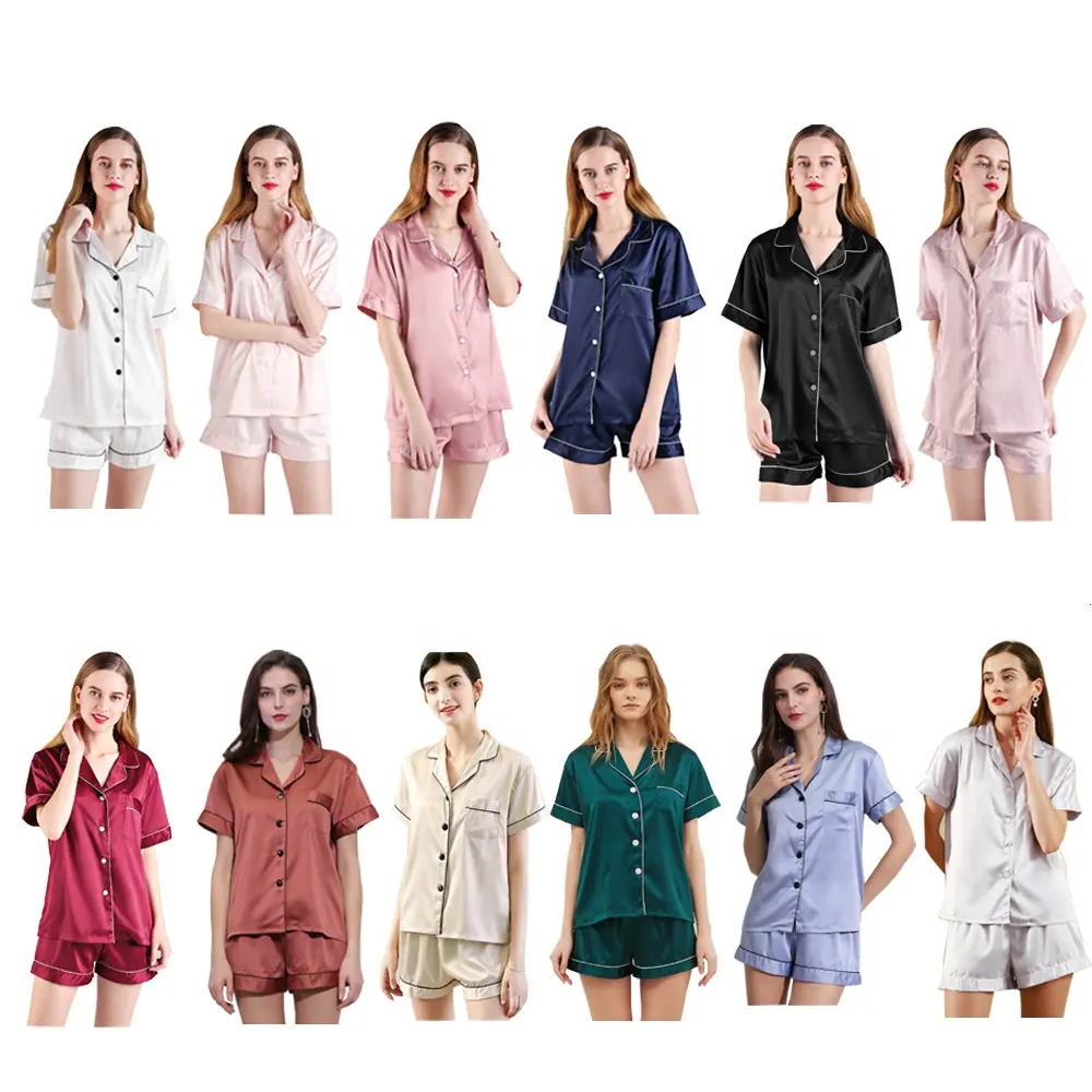 FUNG 3034 Hochwertige 100 Polyester Satin Pyjama Damen Pyjamas China Großhandel Seiden roben Frauen Nachtwäsche Pyjamas Frauen