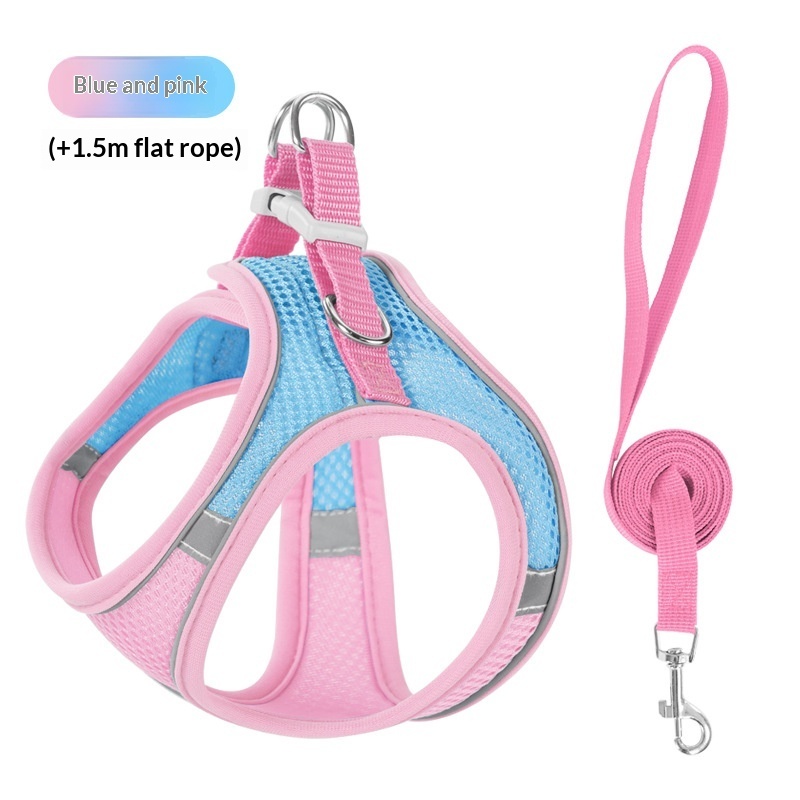 Chaleco rosa para mascotas + correa de 1,5 m