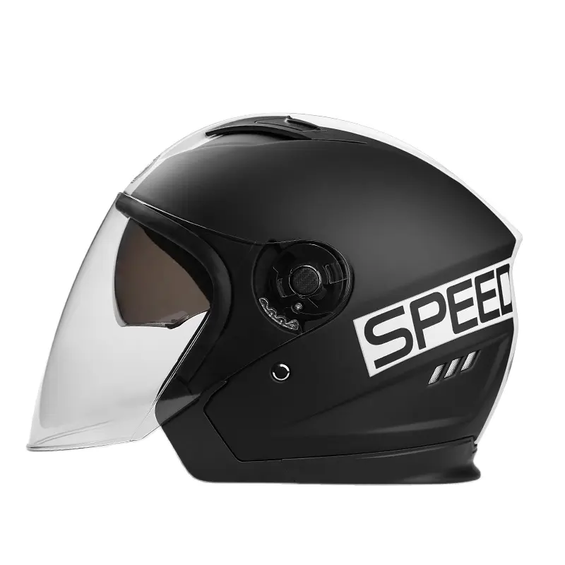 Черный матовый мотоциклетный шлем с открытым лицом