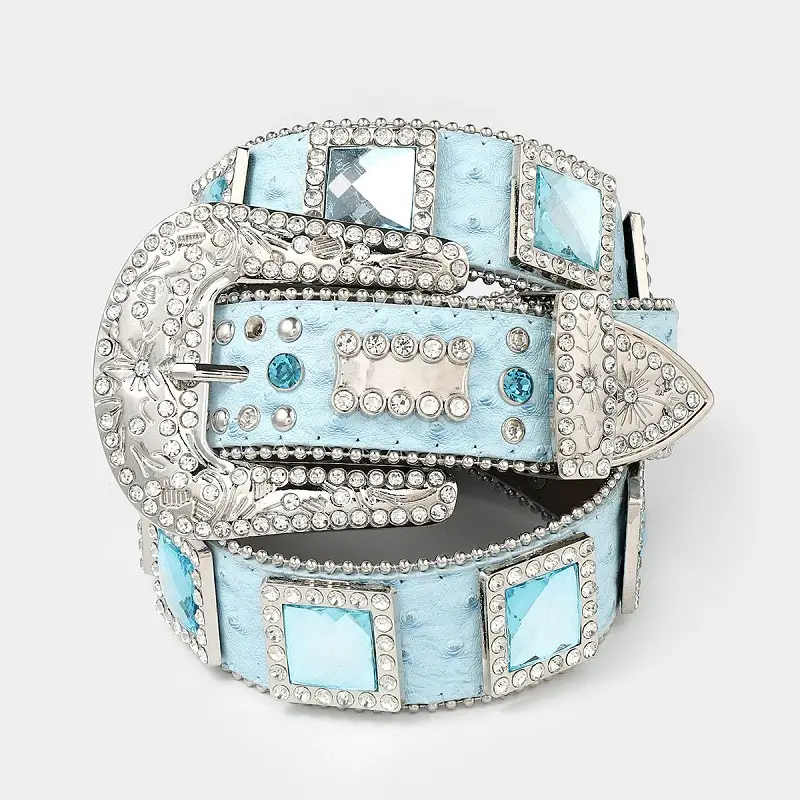 Cintura di nuova tendenza con Strass Bling Bling da uomo da donna in pelle con borchie di cristallo occidentale da Cowboy per Jeans Cinto De Strass