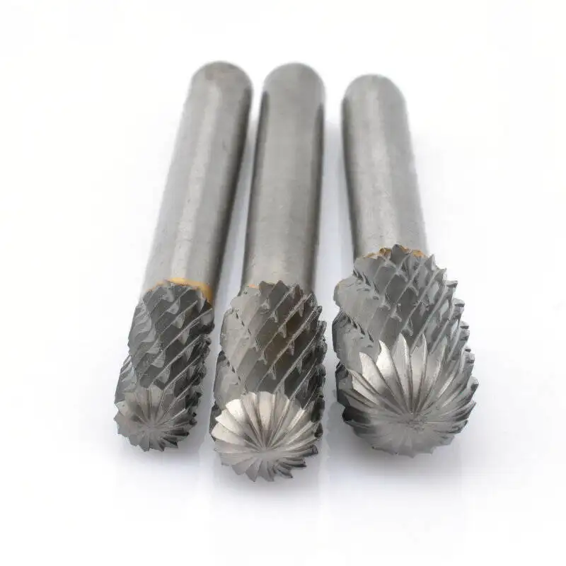 Double Cutting Metal Tool Tungsten Carbide Burr Rotary File Cylindrical Shape With Radius End For Die Grinder Drill Bit