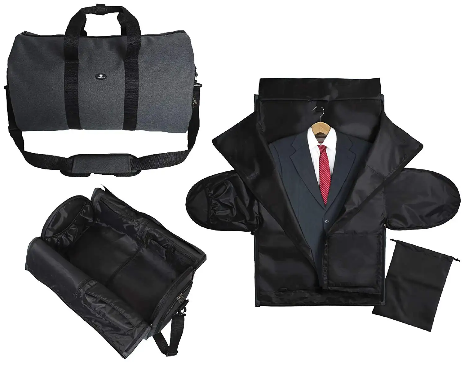 Cabrio konfeksiyon çanta ile omuz askısı, taşıma konfeksiyon Duffel çanta erkekler kadınlar için-2 in 1 asılı bavul takım seyahat çantaları