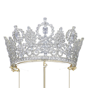 RE4695หรูหรา CZ Tiaras เพทายสูงมงกุฎอุปกรณ์ผมแต่งงาน