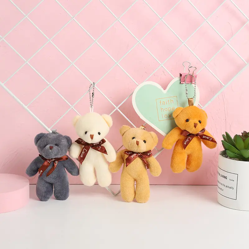 Multi colori Anime peluche Mini orsacchiotto portachiavi all'ingrosso personalizzato per bambini cartoni animati peluche morbido Mini orsacchiotto