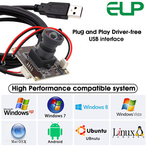 ELP 5MP 30fps USB 카메라 모듈 광각 왜곡 없음 렌즈 마이크 3D 프린터 바/QR 코드 스캔 용 미니 38*38mm PC 웹캠 - Product Image 4