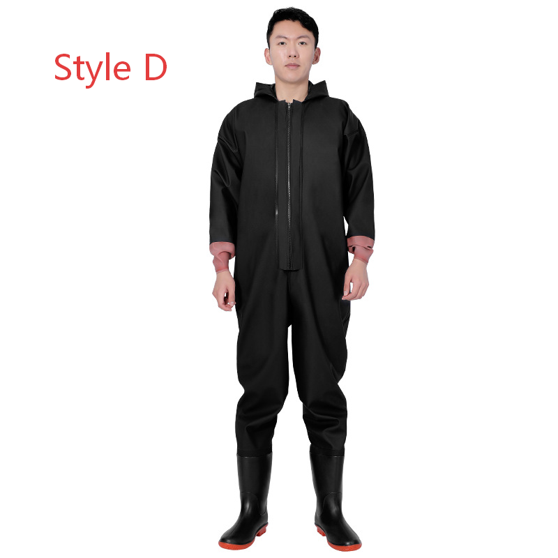 Combinaison de travail noire, style D, poignets style manchette, tissu tricoté PVC 75S YDD.