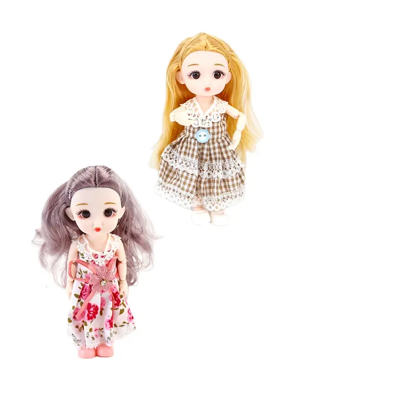 Moda 6 inç 16CM 21 eklemler BJD Barbiees bebekler kız oyuncaklar Mini bebek elbise Up giyim aksesuarları ile gerçek vücut 3D gözler