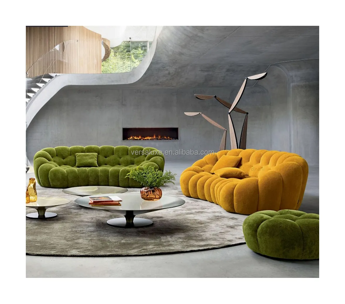 2023 novo design luxo amarelo tufados boibos bolha sofá personalizado 2 lugares lugar verde roche bobois veludo bolha sofá