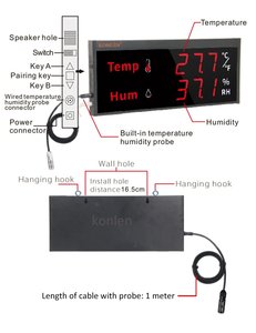 Tuya Smart Llife Big Screen WIFI Temperature Humidity Sensor Digital Hygrometer Thermometer Alarm <strong>Remote</strong> Home Monitoring