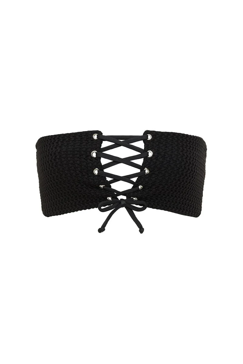 Top de Bikini Corsé de Crochet Negro
