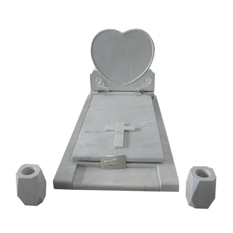 하트 모양의 중국 흰색 대리석 묘지 묘지 묘석 묘비를위한 무덤