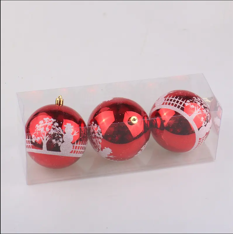 Red Glossy Christmas Ball 3-Pack 2