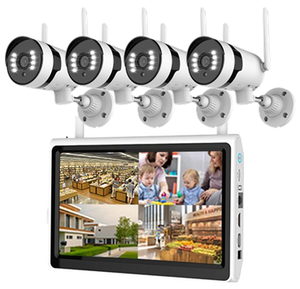 4 Ch NVR with <strong>Monitor</strong> Two Way Audio Waterproof WIfI CCTV 3MP Network Bullet Video <strong>Intercom</strong> Security <strong>Camera</strong> <strong>System</strong> - Product Image 1