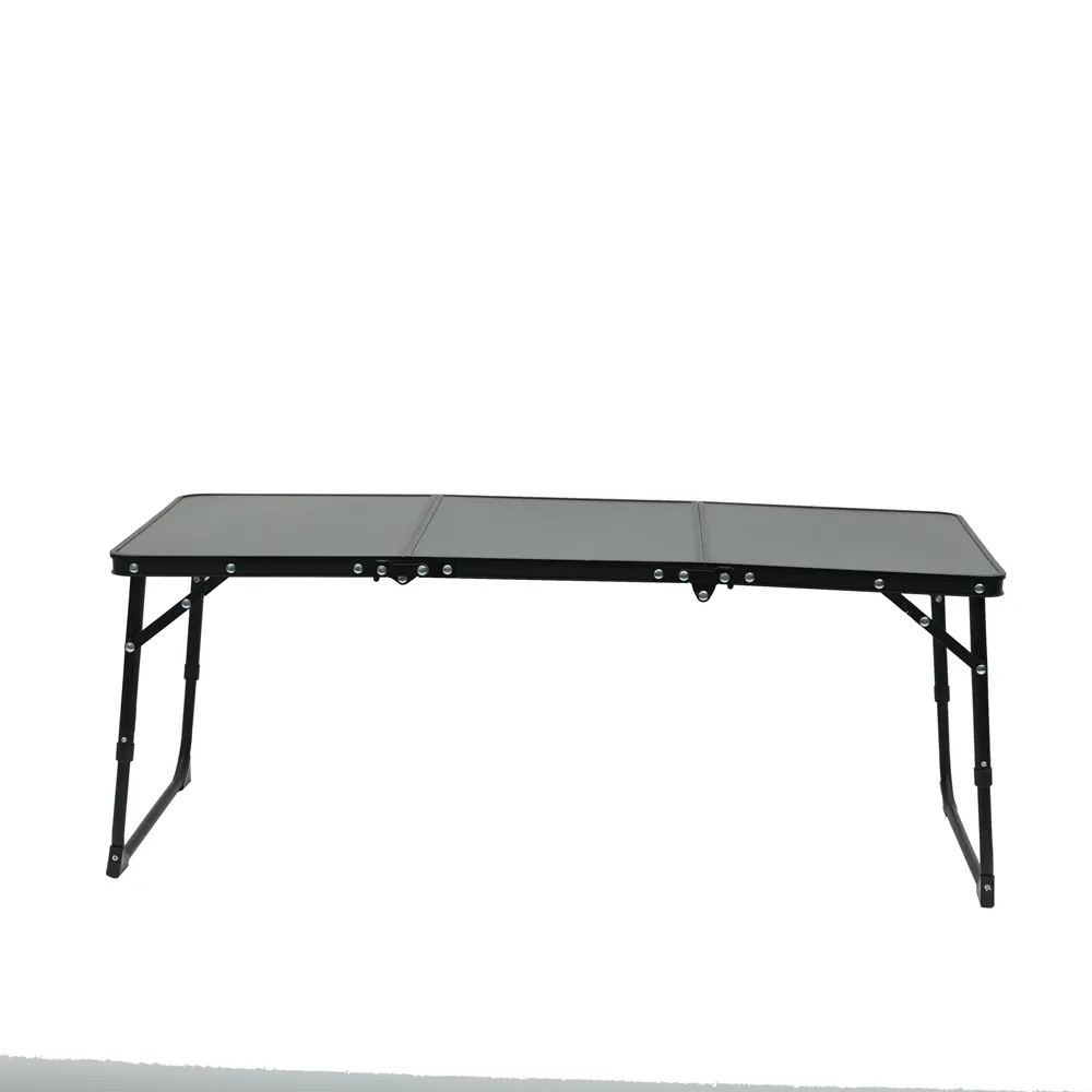 Mesa de piquenique portátil leve tripla dobra para exterior mesa de alumínio ajustável em altura