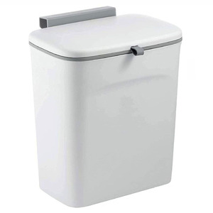Cubo de basura de plástico ecológico de 10L PP montado en la pared estilo Rectangular con estructura de pie prensa tapa deslizante Cubo de almacenamiento - Product Image 1